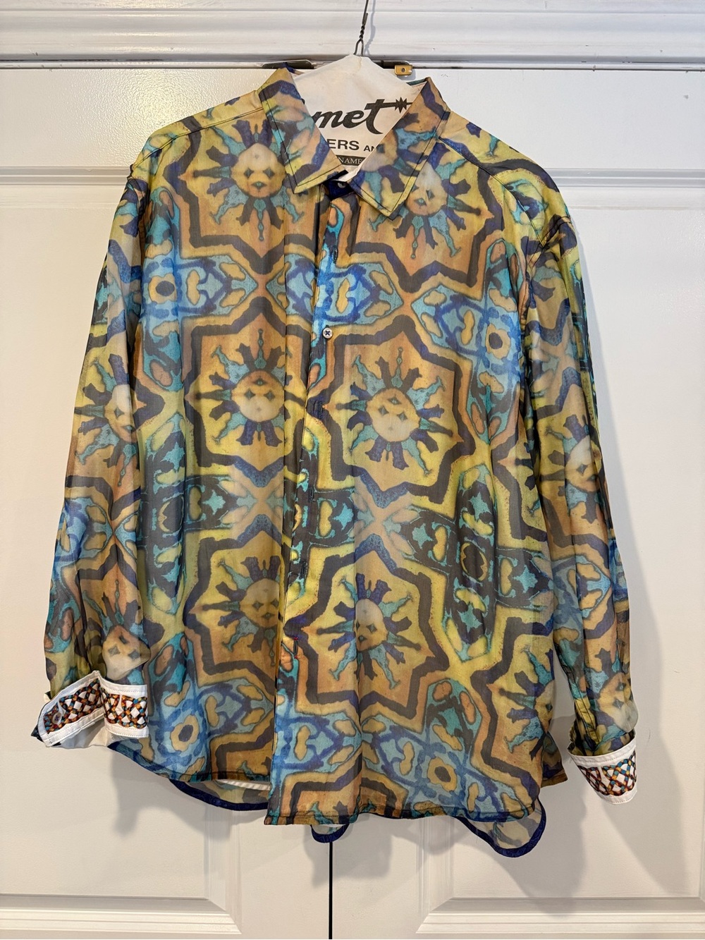 Robert Graham Multicolor Geometric Print Silk Shirt